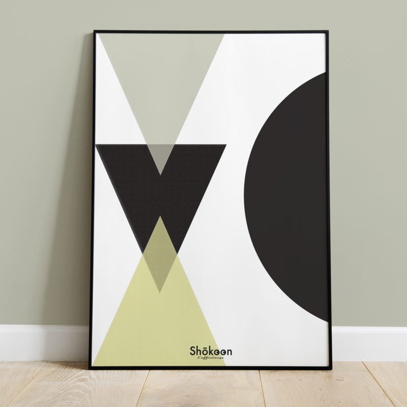 affiche-déco-design-forme-triangle-geometrique-noir-beige-or-www-shokoonlafficheuse-com
