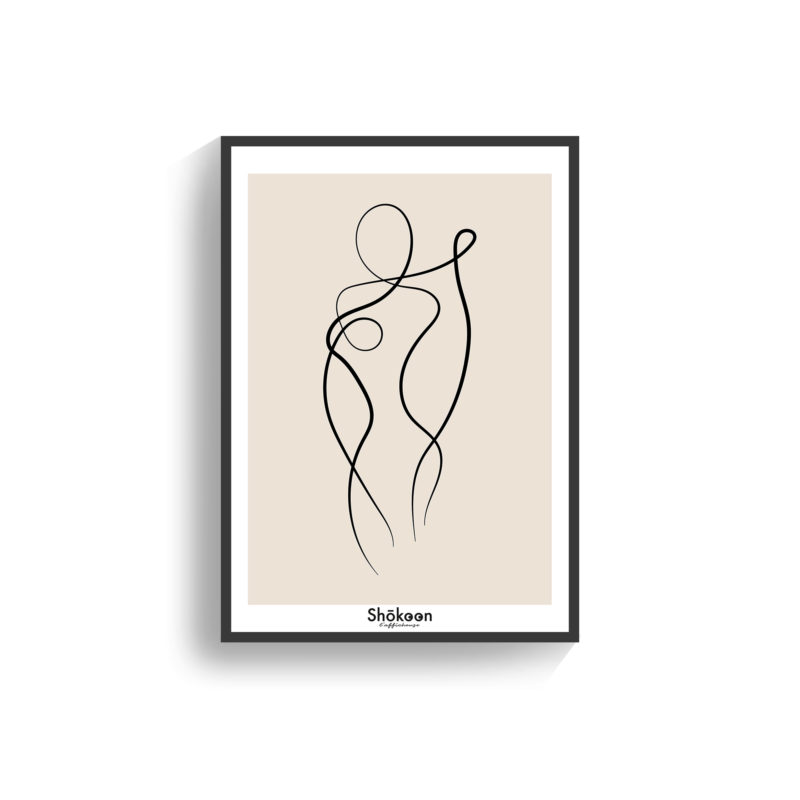 affiche-poster-deco-lineart-minimaliste-trait-noir-corps-femme-couple-amour-www-shokoon-lafficheuse-com