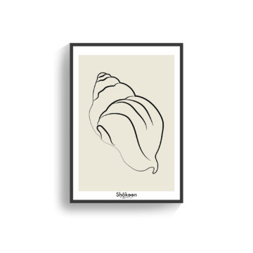 affiche-poster-deco-nature-minerale-minimaliste-coquillage-lineart-mer-noir-beige-www-shokoon-lafficheuse-com