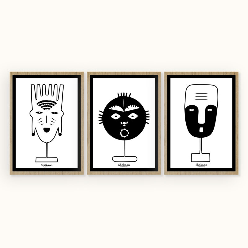affiche-poster-decorative-ethnique-masque-tribu-africain-tryptique-www-shokoon-lafficheuse-com