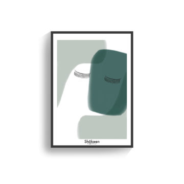 illustration-affiche-poster-aquarelle-minimaliste-visage-femme-oeil-cils-vert-blanc-www-shokoon-lafficheuse-com
