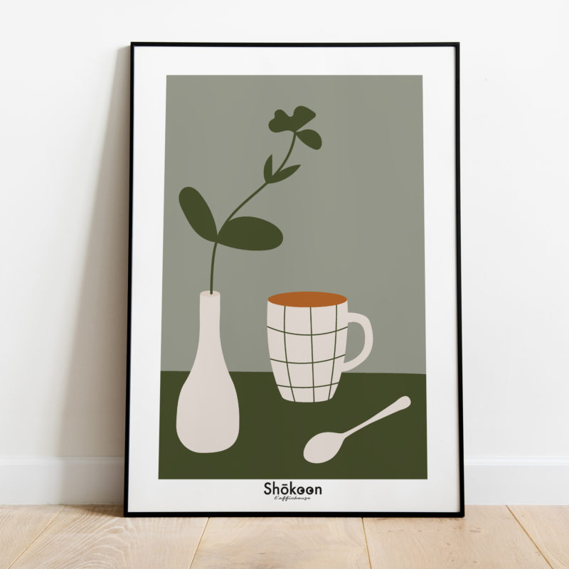 affiche-minimaliste-mug-sur-table-cuisine-shokoonlafficheuse