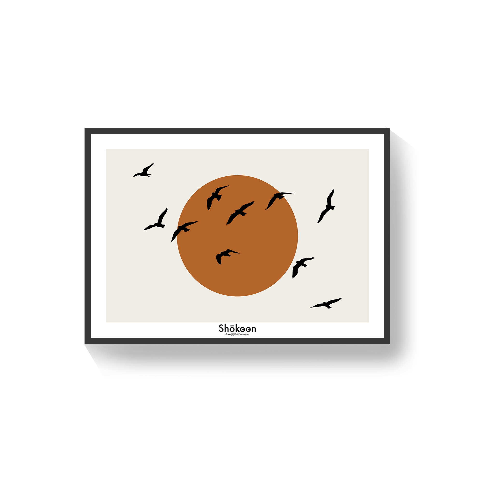 affiche-poster-minimaliste-abstrait-soleil-coucher-terracotta-oiseaux-nature
